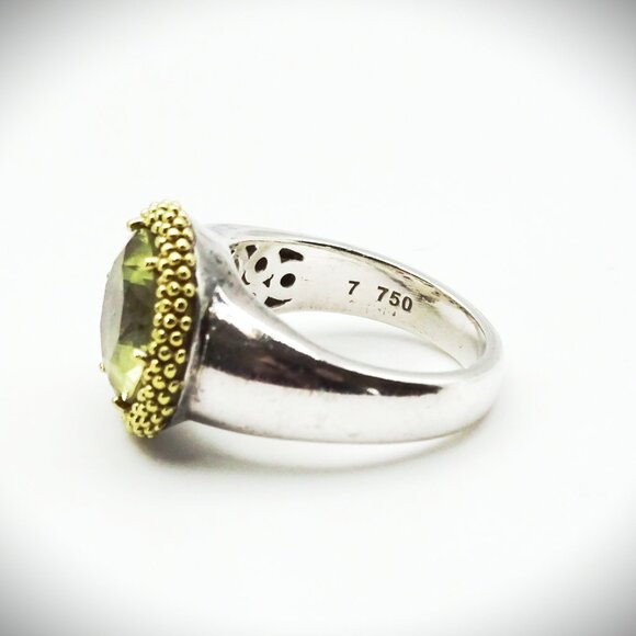 LAGOS Caviar Sterling Silver 18K Yellow Gold & Citrine Cocktail Ring Size 8.75 - Picture 6 of 10